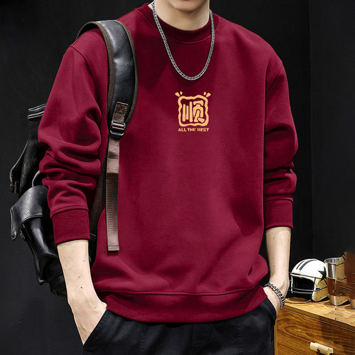 简木迹420克重磅圆领长袖T恤