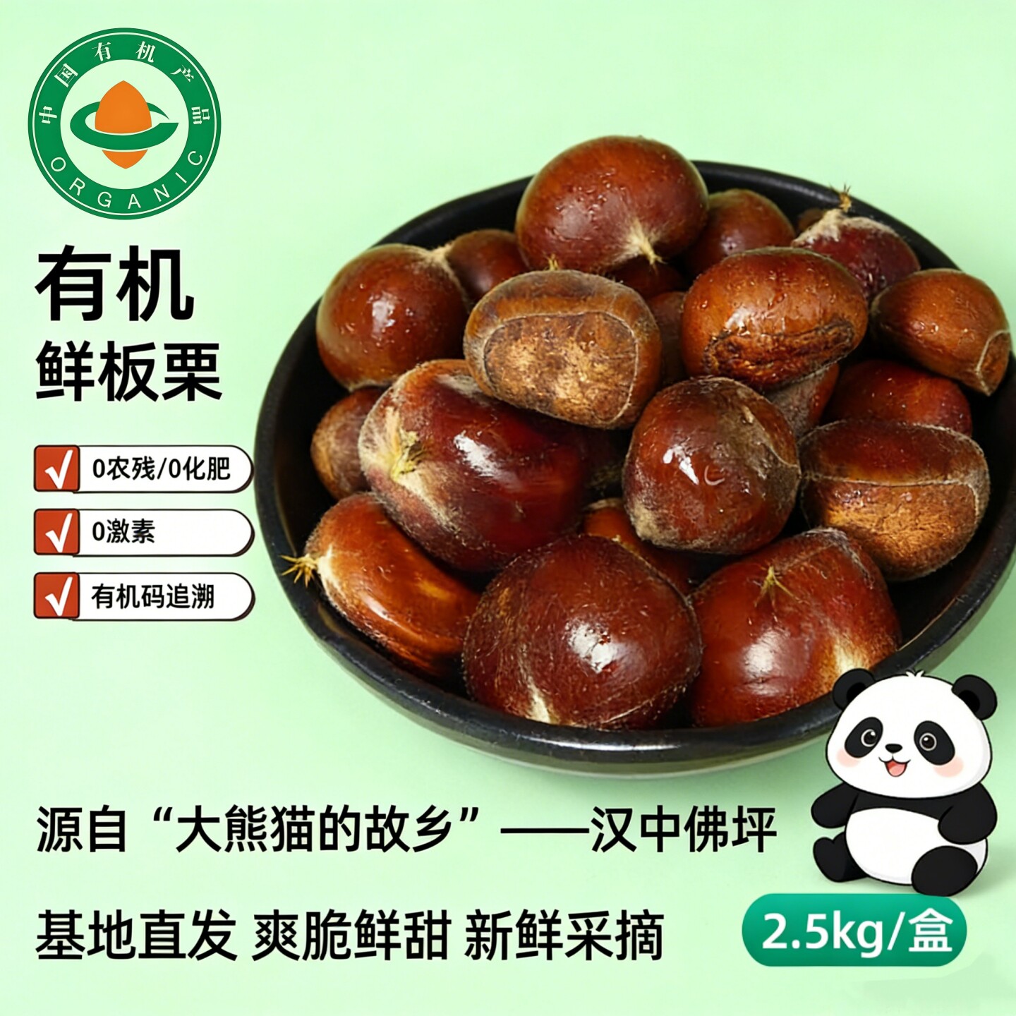 佛坪有机鲜板栗5斤 秦岭野生采摘生板栗脆甜糖炒栗子八宝粥料炖鸡