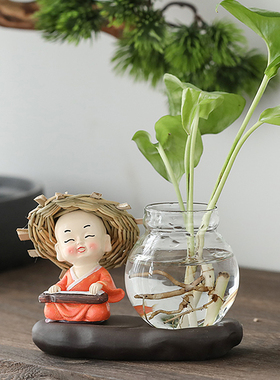 禅意花瓶客厅插花餐桌电视柜家居陶瓷创意摆设装饰品绿萝水培摆件