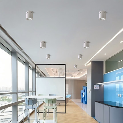 led明装筒灯圆形免钻孔吸顶商场店铺展厅cob明装射灯吊装工程筒灯