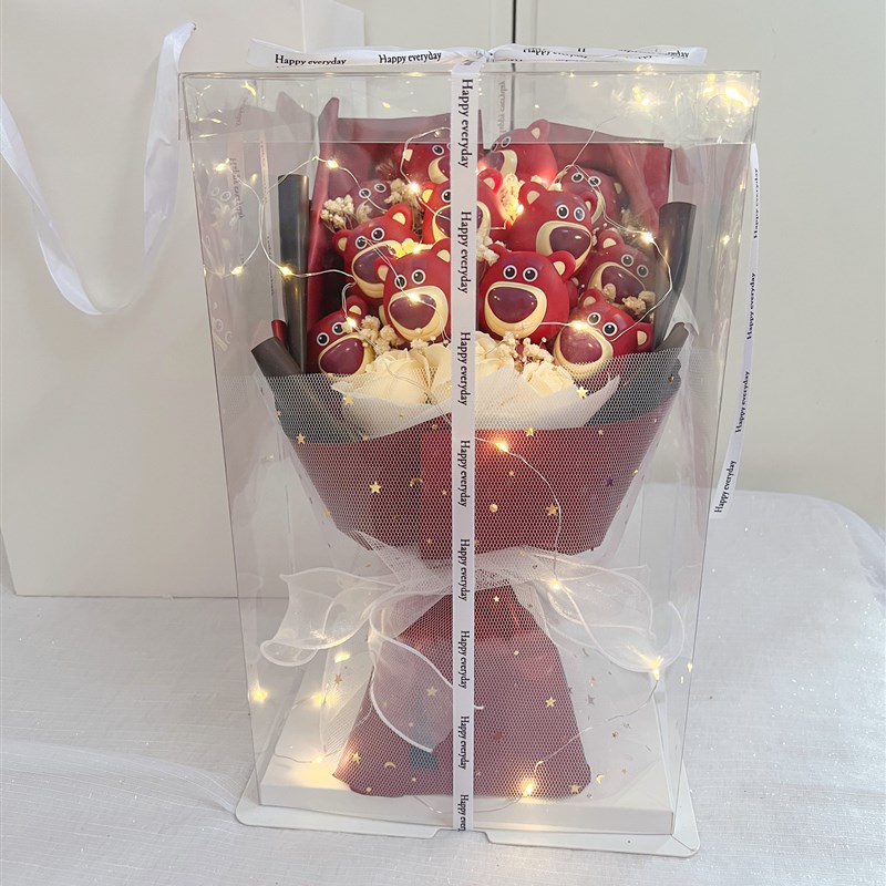 520情人节卡通草莓熊玩偶公仔花束生日礼物惊喜送男女友闺蜜毕业