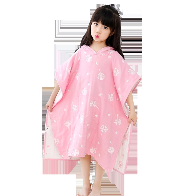 儿童浴巾斗篷带帽纯棉纱布吸水卡通可裹浴袍宝宝可穿式男夏女游泳