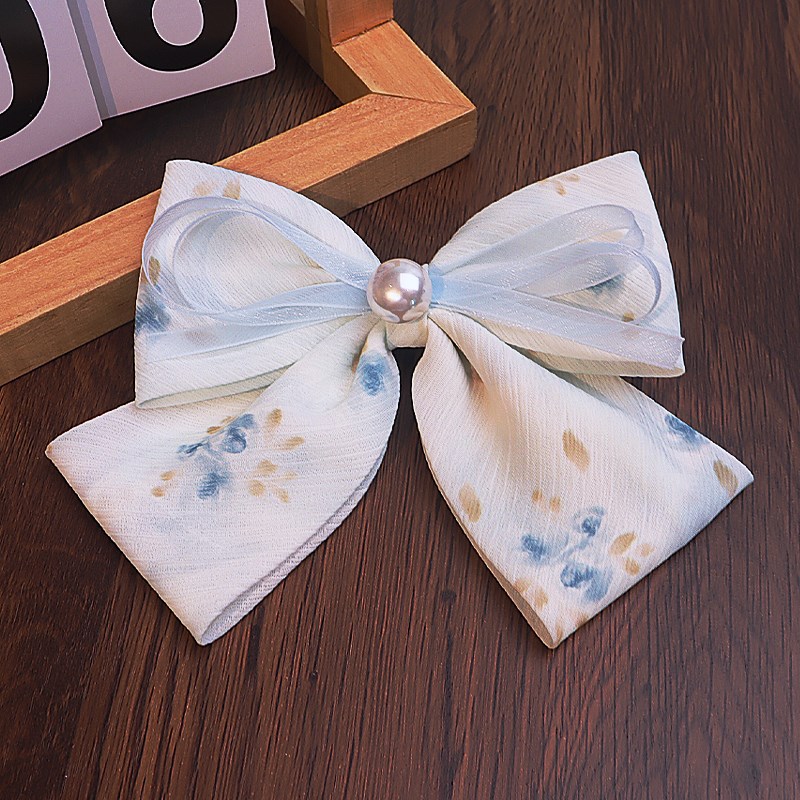 儿童发饰小清新雪纺古风汉服头饰小女孩后脑勺发卡珍珠蝴蝶结发夹