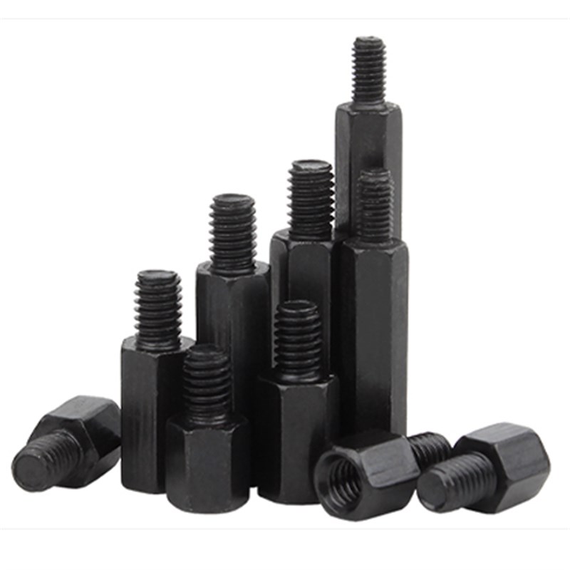 单头六角隔离柱黑色塑料尼龙柱螺丝M2.5 M2*x5x7x8x11x13x15x20mm