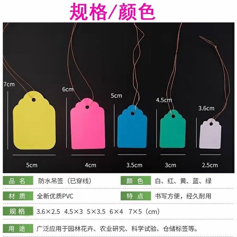 果树木植物吊牌带绳园艺标签牌防水塑料标记牌多肉吊签牌花卉挂牌