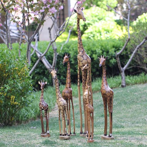非洲黄桑木木雕长颈鹿摆件 办公室吉祥实木摆件 木质工艺品雕刻
