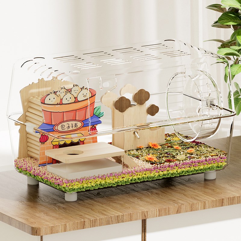 维骆50全透明景观笼金丝熊用品超大别墅仓鼠水晶饲养箱基础笼防啃