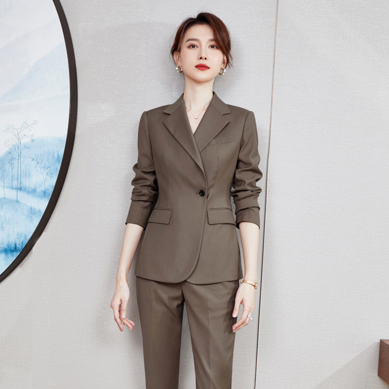 西装套装女冬季2023新款修身女士正装套装时尚气质前台工衣工作服