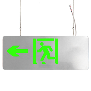 双面吊装 不锈钢超薄安全出口指示牌消防应急紧急疏散指示灯220V