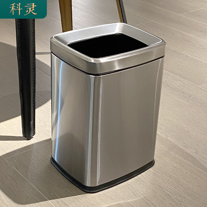 不锈钢压圈垃圾桶家用双层客厅厨房无盖擦手纸轻奢办公大容量厕所