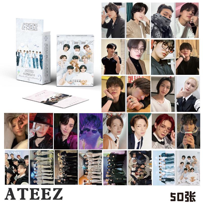 ATEEZ金弘中朴星化镭射专辑小卡片3寸拍立得LOMO卡明信片周边同款