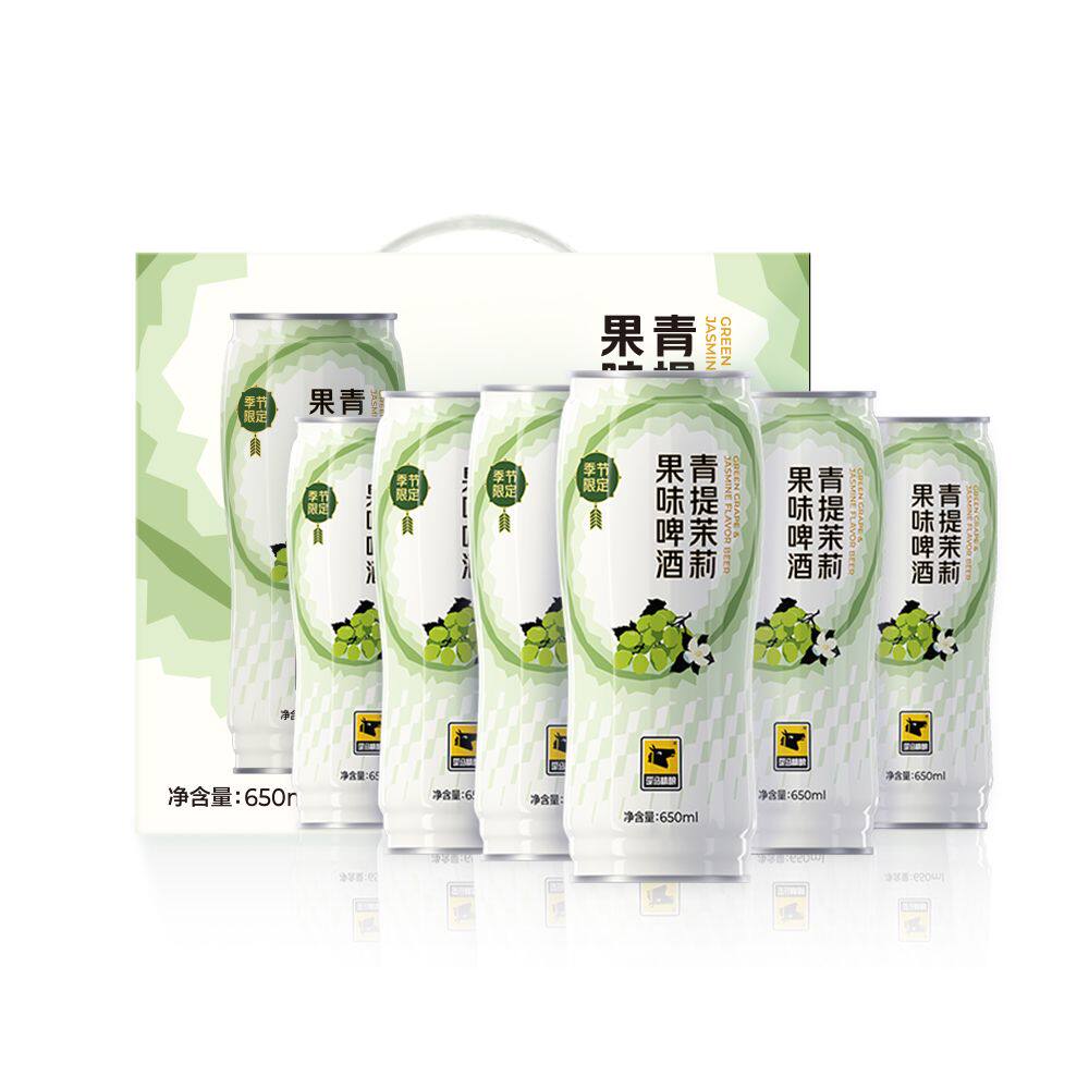 【整箱】歪马精酿 青提茉莉果味啤酒10°P听装650ml*6瓶
