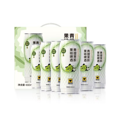 【整箱】歪马精酿 青提茉莉果味啤酒10°P听装650ml*6瓶