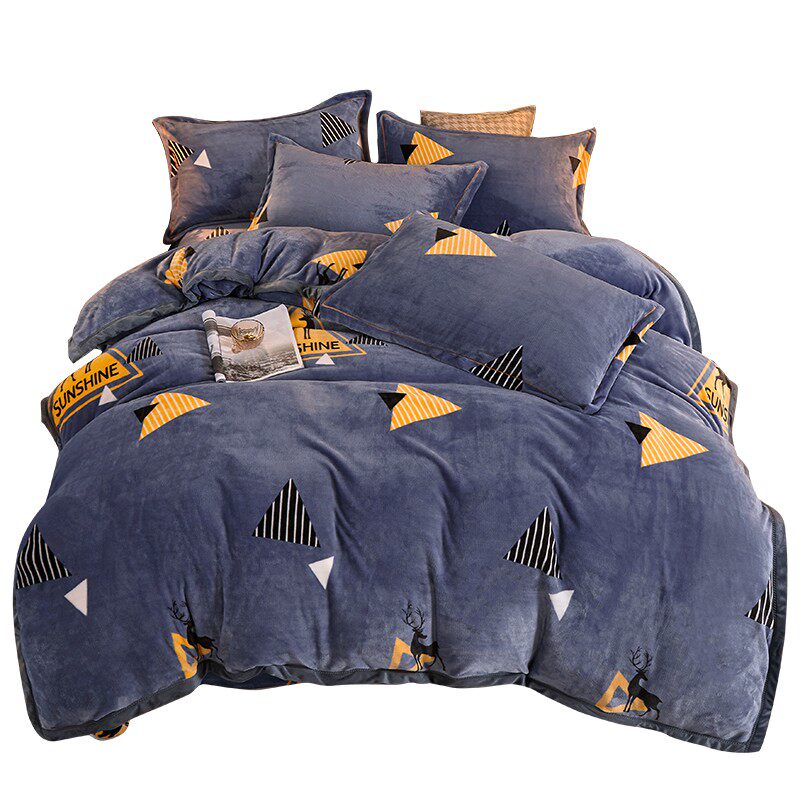 床上四件套冬季珊瑚绒双面毛绒法兰绒被套床单学生宿舍单人三件套