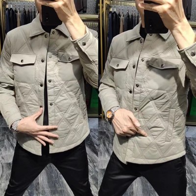 秋冬男款翻领衬衫轻薄棉服男士休闲短款夹克冬季上衣外套棉衣男装