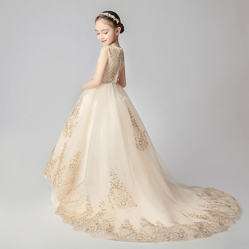 女童礼服公主裙拖尾儿童小主持人婚纱模特走秀演出服洋气花童秋冬,童装/婴儿装/亲子装,儿童礼服,淘宝优惠券,粉丝福利购,淘宝优惠卷