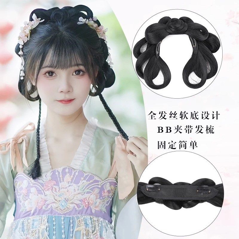 汉服假发女蝴蝶结造型一体式懒人发箍古风盘发古装发髻日常垫发包,美发护发/假发,发包/丸子,淘宝优惠券,粉丝福利购,淘宝优惠卷