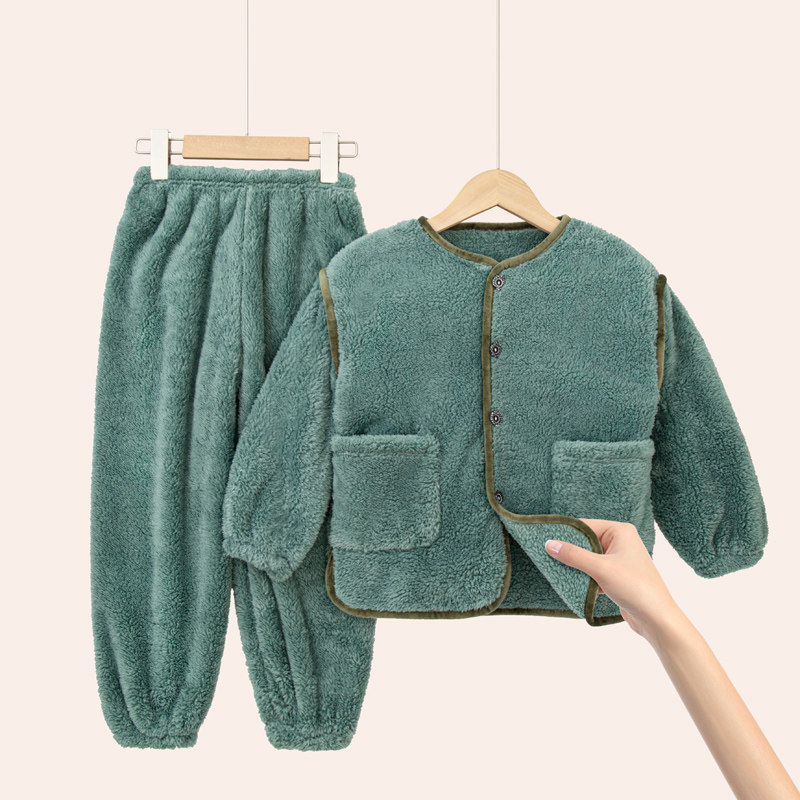 儿童法兰绒睡衣秋冬季男童宝宝女童家居服男孩加厚冬款女孩珊瑚绒,童装/婴儿装/亲子装,家居服套装,淘宝优惠券,粉丝福利购,淘宝优惠卷