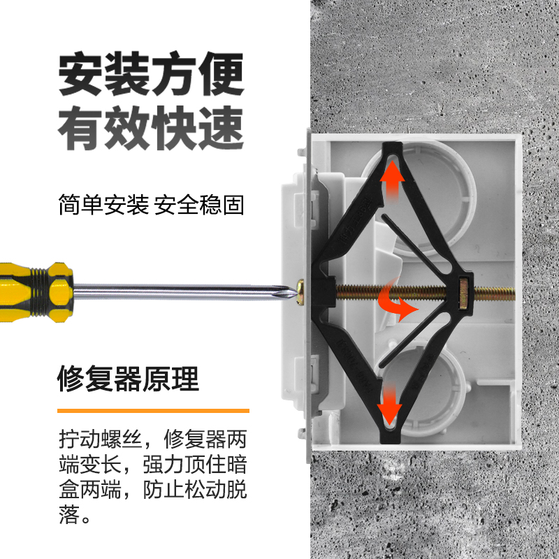 国际电工底盒暗盒修复器线盒固定神器86型通用暗盒耳朵补救撑杆
