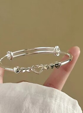 心心相印手镯女日韩镂空小众设计甜美少女爱心款时尚百搭闺蜜