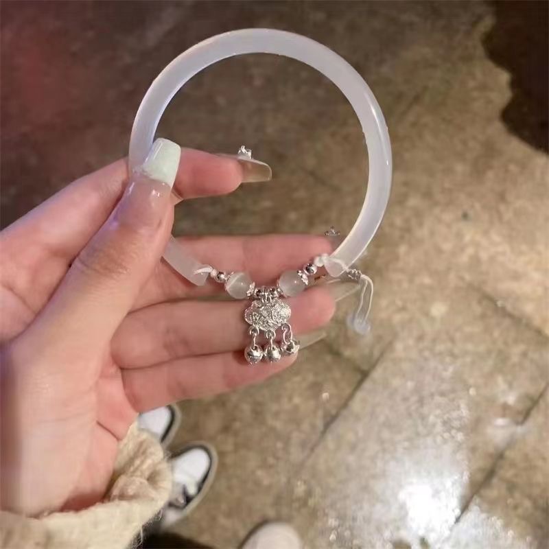 平安锁铃铛流苏手镯小众设计半镯子中国风百搭可调节女友手链