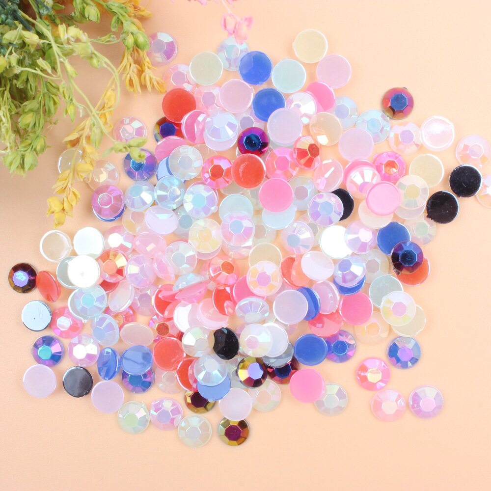 仿台亚克力钻平底美甲钻1.5-8mm果冻彩色手机美容贴钻DIY饰品材料