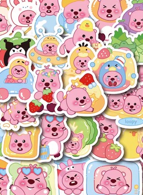 204张可爱小海狸露比贴纸手绘loopy贴画diy手账手机壳装饰小图案