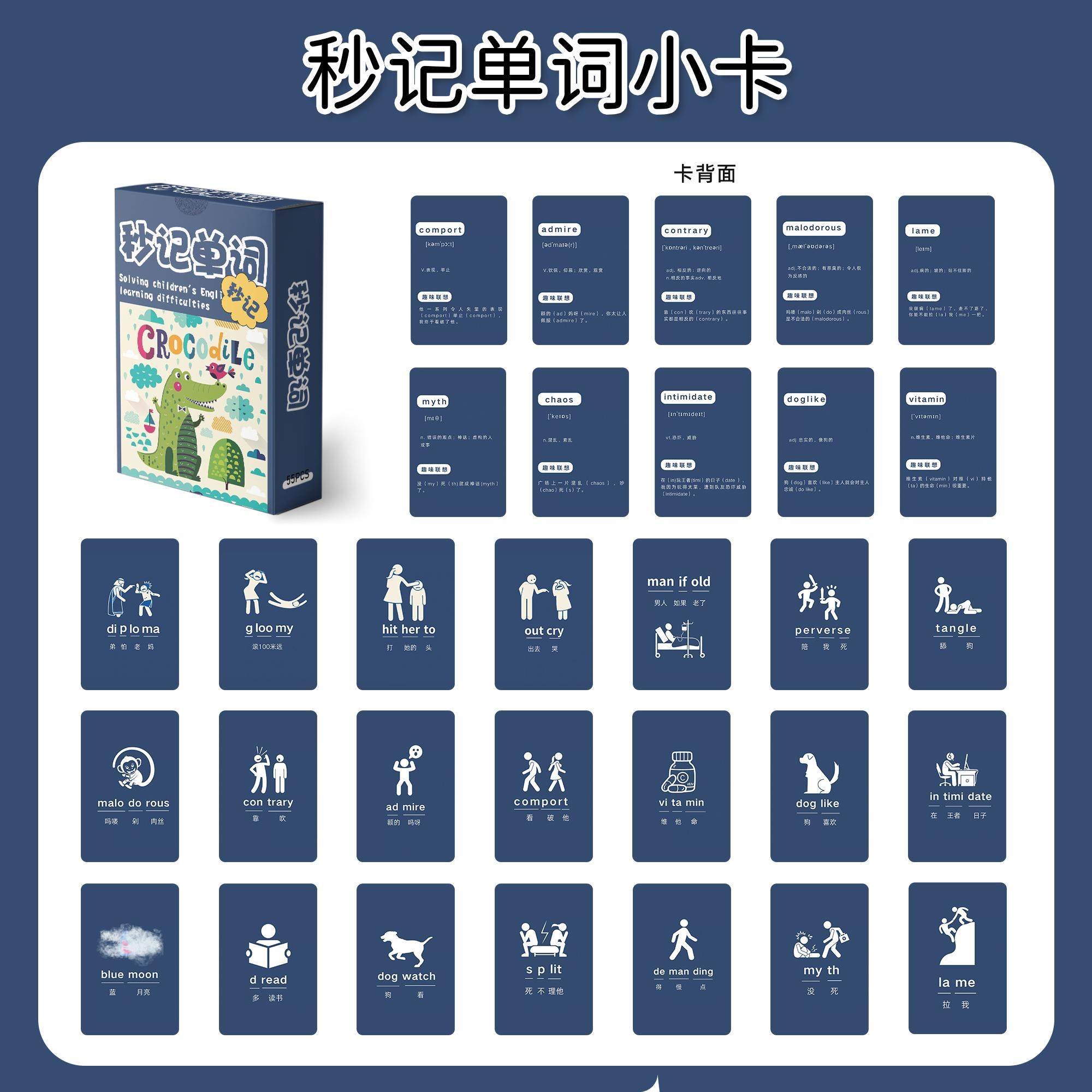 55张秒记小卡英语学习单词记忆