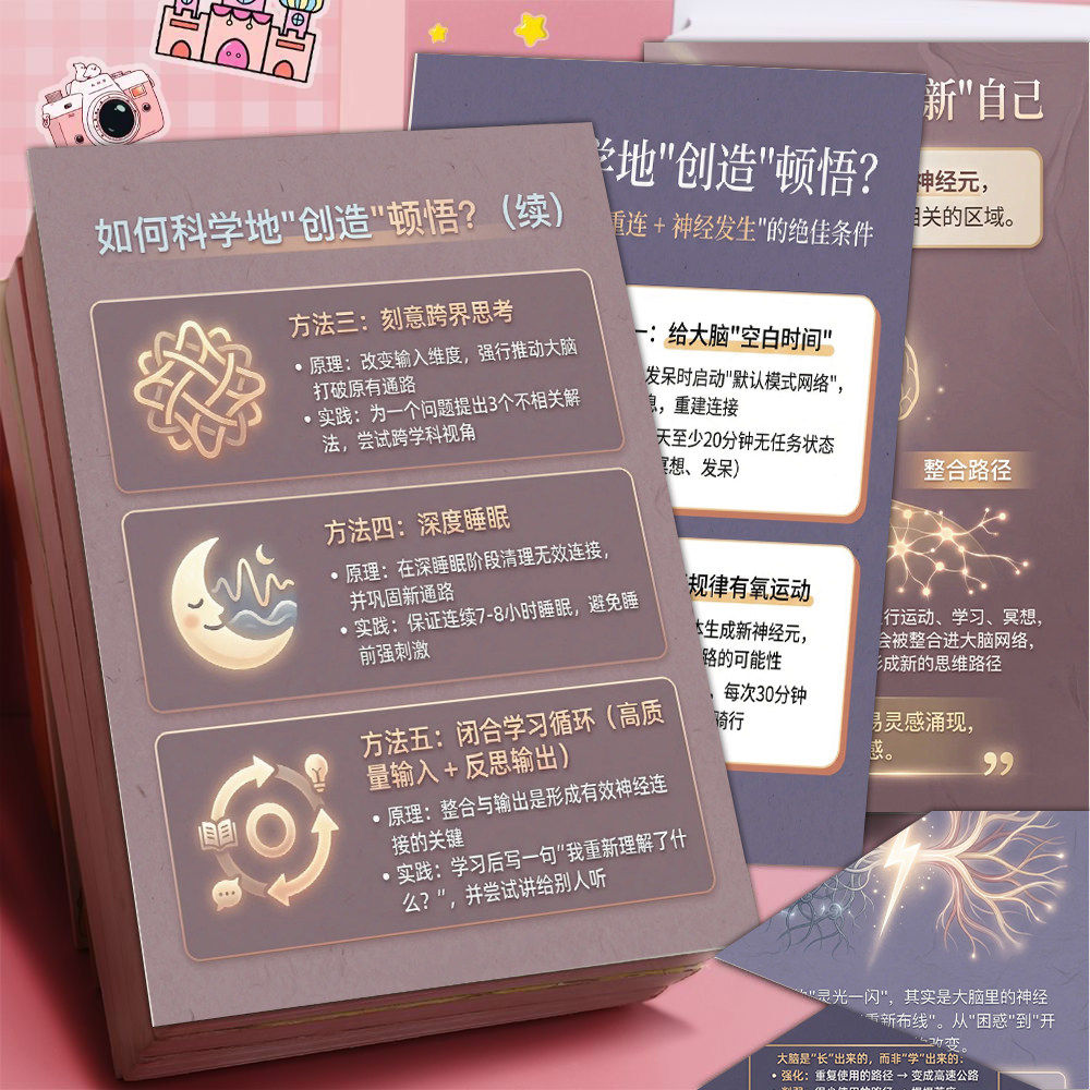 6张顿悟的本质神经元的重新排列贴纸认知科学与思维训练防水贴画