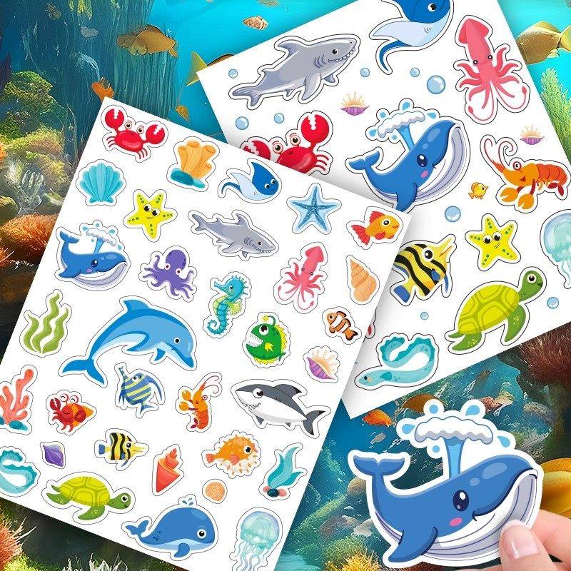 可爱海洋生物贴纸儿童奖励表扬贴卡通鲨鱼海豚螃蟹小图案防水贴画,文具电教/文化用品/商务用品,贴纸/立体贴纸,淘宝优惠券,粉丝福利购,淘宝优惠卷