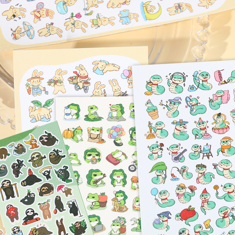 可爱卡通小动物们的日常生活DIY创意装饰手账桌面高颜值防水贴画