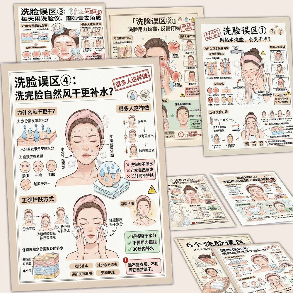 高清21大张洗脸误区贴纸避坑