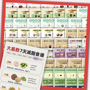 180张窦月减肥法食谱创意干净吃法创意贴纸装饰笔记本水杯贴画