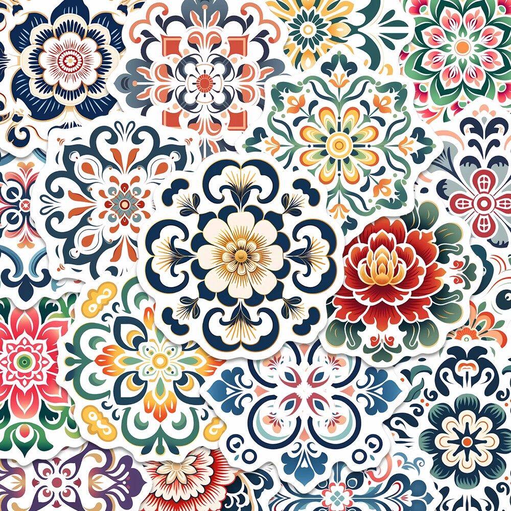 国风传统花纹贴纸高颜值艺术敦煌图案手账素材diy装饰手机壳贴画