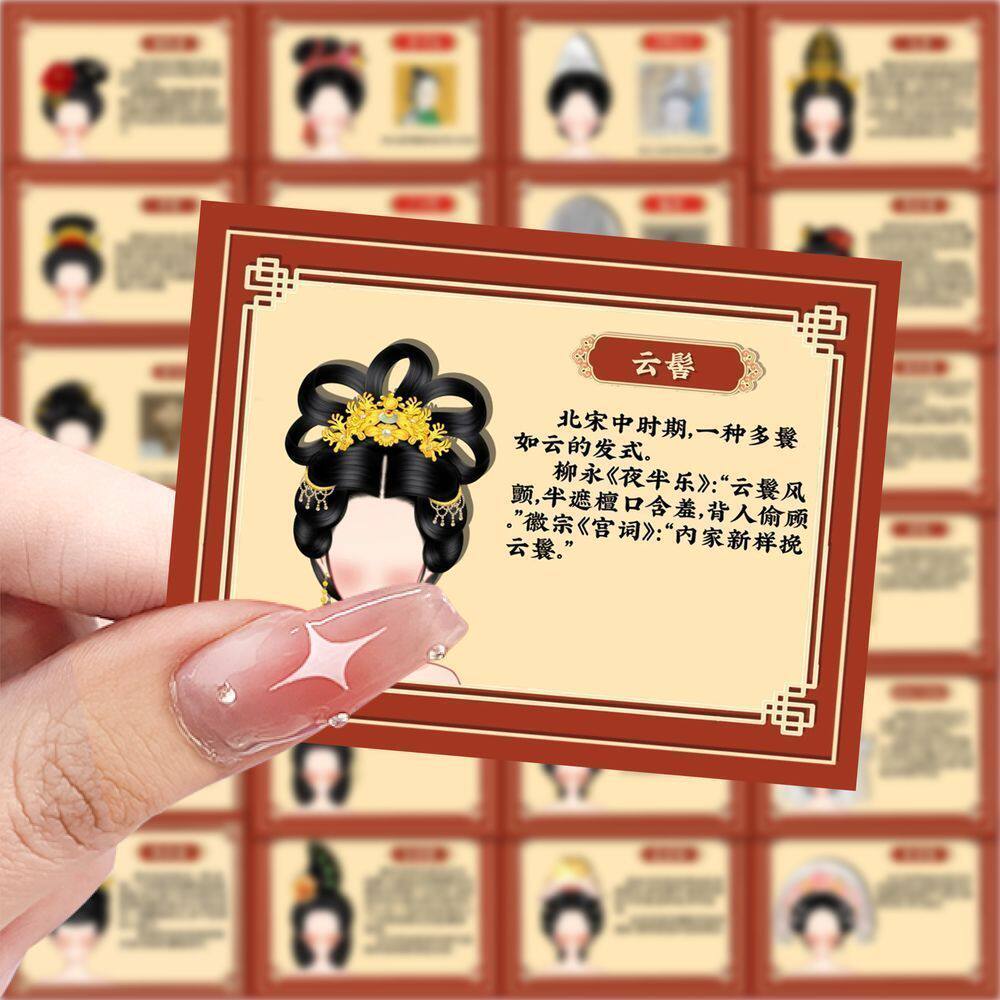 177张中国古代女子造型图鉴贴纸创意装饰古风发型历史知识diy贴纸
