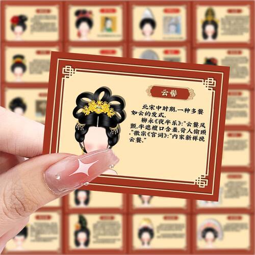 177张中国古代女子造型图鉴贴纸创意装饰古风发型历史知识diy贴纸