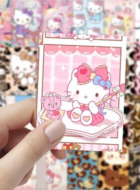 kt猫可爱贴纸漂亮卡通Hello Kitty插画diy手机壳电脑头盔账本装