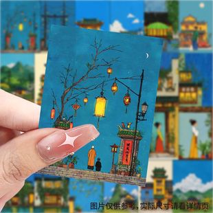 63张扁平风贴纸国风高颜值建筑装饰手机壳笔记本电脑diy防水贴画