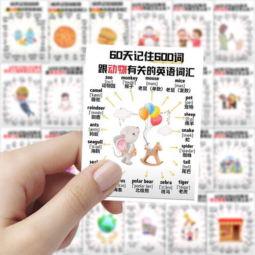 126张学生英语单词学习贴纸创意思维diy手账装饰益智手机防水贴画