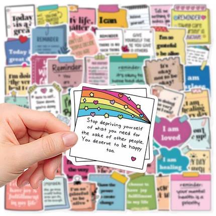 50张小清新自我肯定励志标签贴纸笔记本电脑手机壳装饰英文小贴画