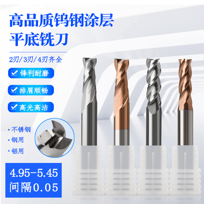 60度钨钢平底铣刀2刃 3刃 4刃 4.95 5.05 5.1J 5.15 5.2 5.25 5.3