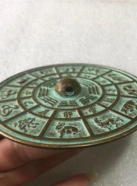 铜镜十二生肖八卦图案铜镜家居工艺品摆件鉴赏收藏