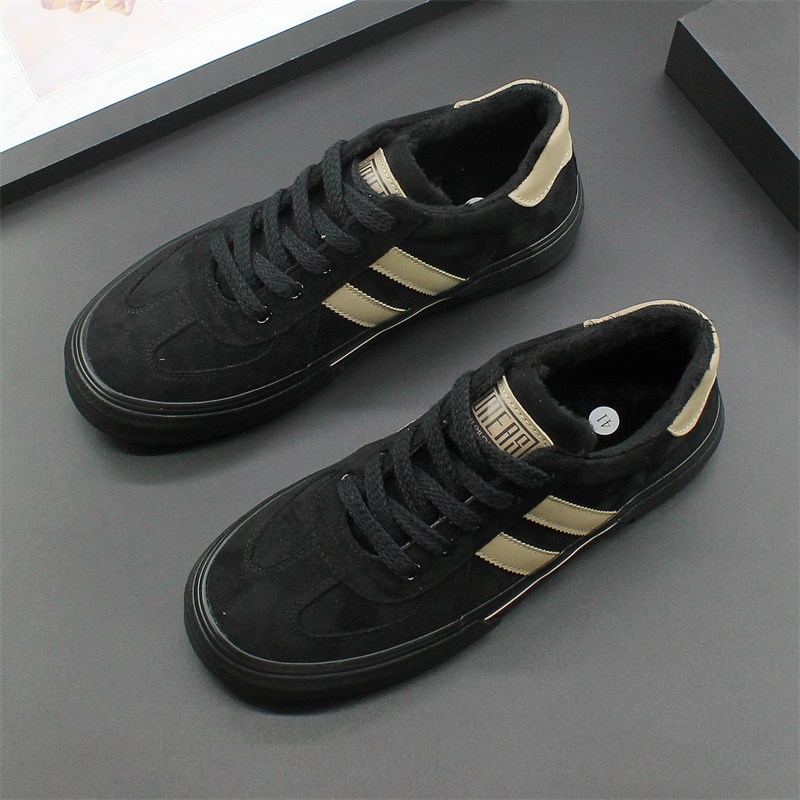 冬季棉鞋2024新款加r绒二棉男鞋低帮保暖布鞋子厚底系带休闲鞋男