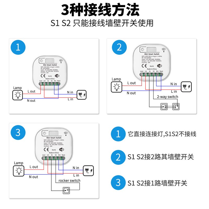 旗芯自发电wifi智能开关双双控开家用无线墙壁开关面板防水免布线