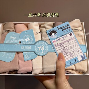精梳云棉弹力抗菌三角短裤 一组六条 无痕底裤 中腰内裤 女士棉小裤