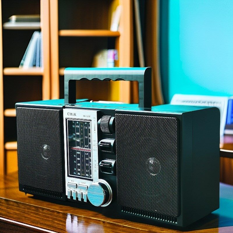 立体声收音机调频中波短波蓝牙插卡音箱手提老人复古双喇叭收音机