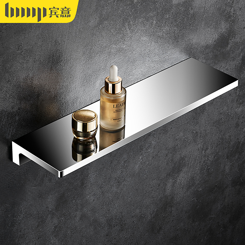 全铜浴室置物g架高端酒店卫生间洗漱台一字隔板收纳架厕所手机架