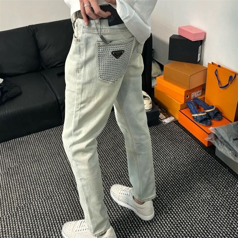 2024秋冬季新款男士牛仔裤潮牌时尚修身小脚弹力休闲X百搭长裤子