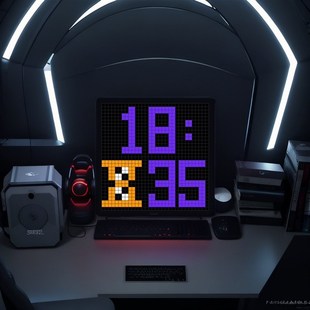 LED像素屏时钟闹钟科技感桌搭摆件装饰K氛围灯电子数字钟智能礼物