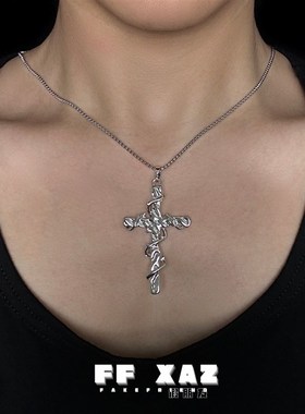 FF假朋友丨荆棘十字架项链缠绕设计无性别中性高级小众饰品毛衣链